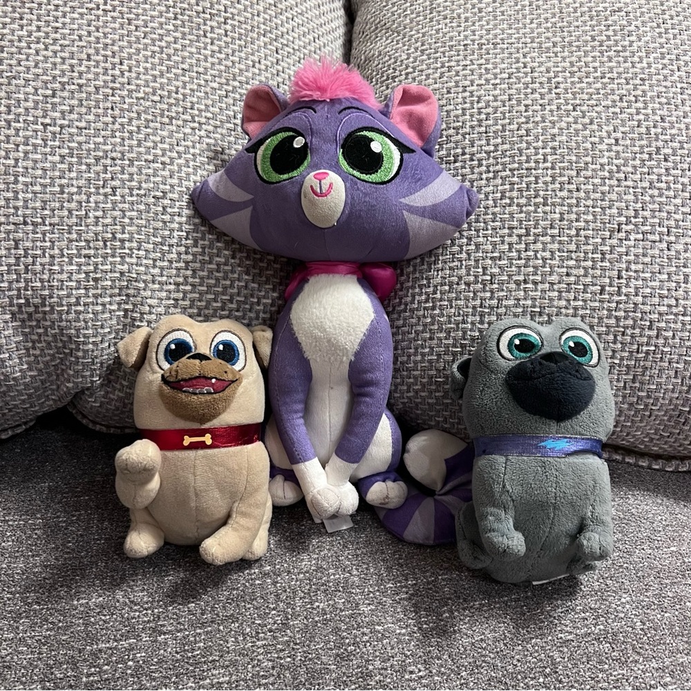 Disney Purple, Tan, and Gray Stuffed Animals Set